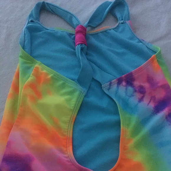 Girls Tie-Dye Swimsuit w/Matching Skirt Sz L/10-12 - Picture 4 of 8